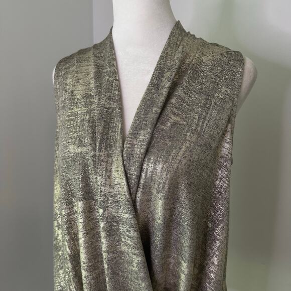 Akemi + Kin Anthropologie silver metallic wrap sleeveless top size S - Picture 4 of 12